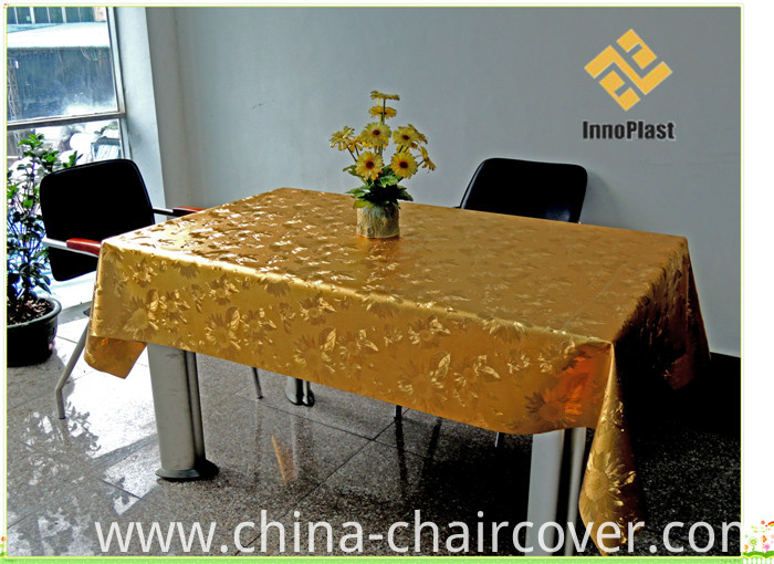 PVC Gold Embossed Tablecloth with Fabric Backing